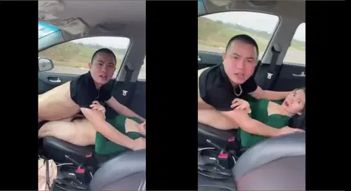 Đang chơi lén lút trong xe ô tô thì bị quay phim