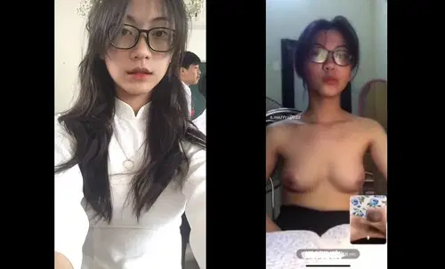 Em gái kính cận chat sex cởi áo khoe vú để anh quay tay - 1