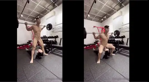Vừa tập tạ vừa để em bú cu trong phòng gym